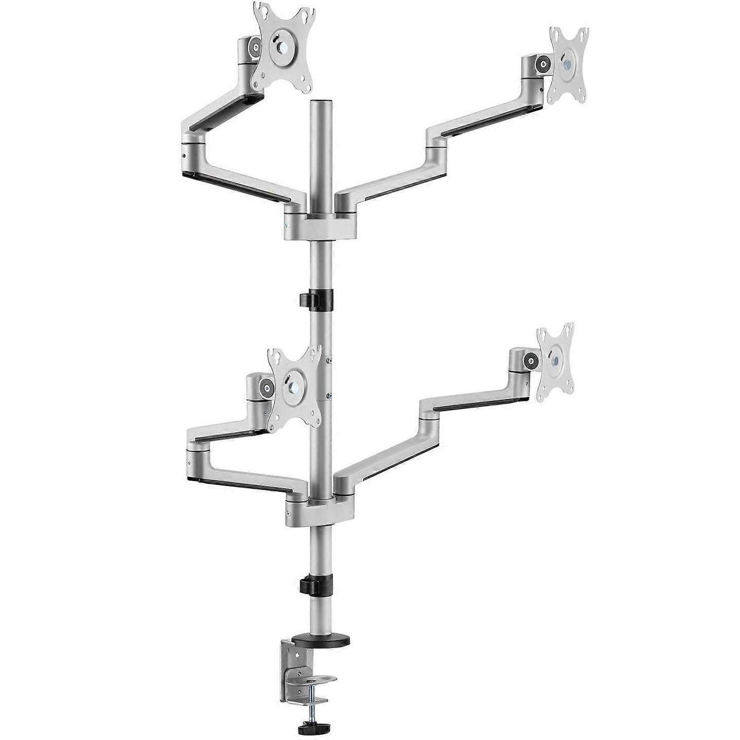 Mbajtëse për Monitor LogiLink BP0150 / 4 Monitorë / 17–32" / deri 9kg për Monitor / VESA 75x75 & 100x100 / Rotacion 360° - Argjend
