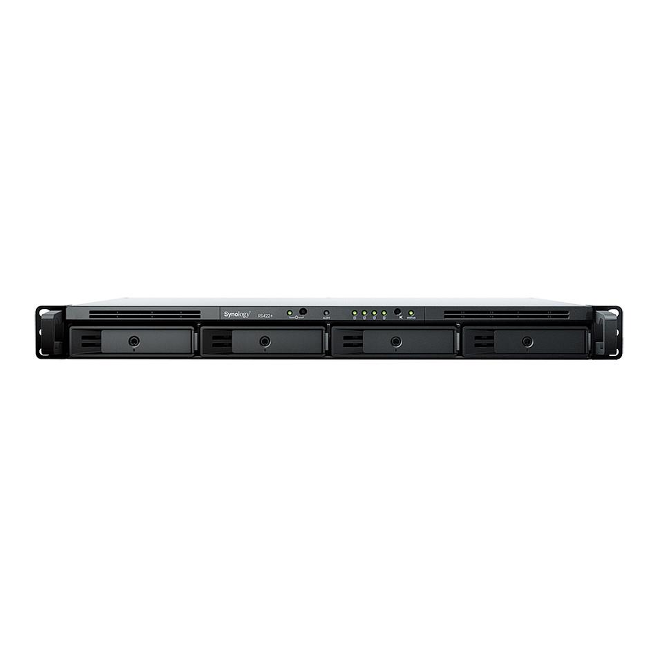 Synology RackStation RS422+, NAS, AMD Ryzen R1600, 2GB DDR4 ECC, 4 Bay SATA, 2 × 1GbE, 1U Rackmount - Zezë