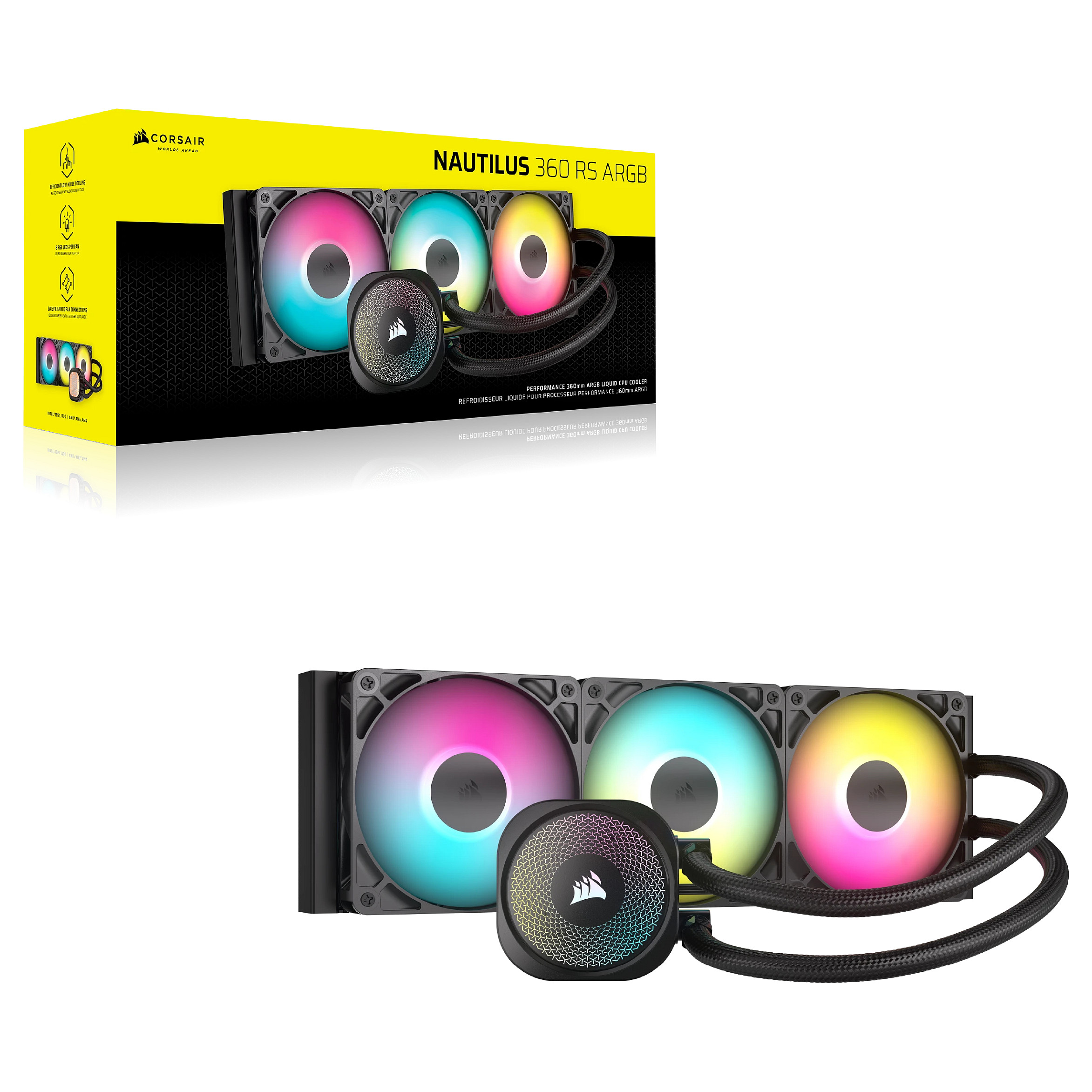 Ftohës për Procesor Corsair Nautilus 360 RS ARGB / AIO / 360mm / 3x120mm / ARGB - Zezë - 9