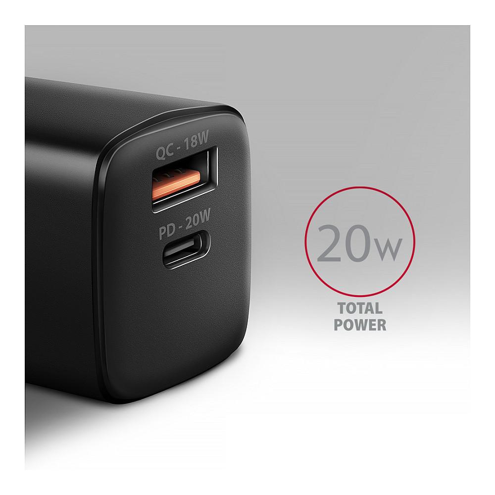 Karikues Axagon ACU-PQ20, 20W, USB-A, USB-C, Power Delivery, Quick Charge – Zezë - 2