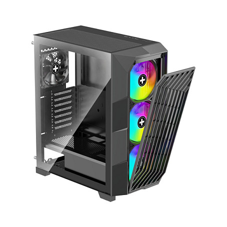 Kasë PC Xilence Performance A+ BREEZE II / Mid Tower / ATX / 3x 140mm ARGB + 1x 120mm PWM Fan / Tempered Glass / Mesh / 360mm Radiator - Zezë - 3