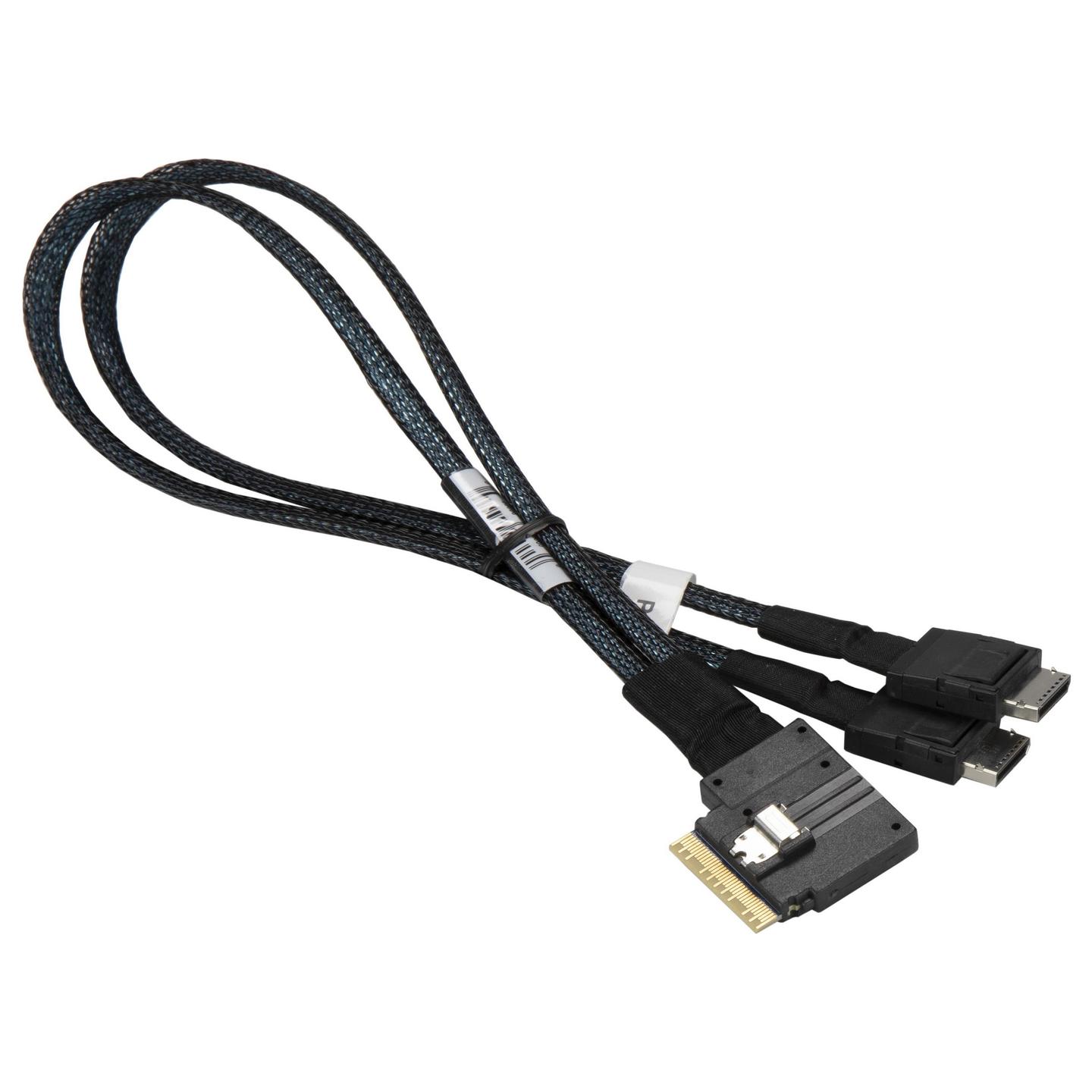 Kabllo SAS Supermicro CBL-SAST-0817, SlimSAS x8 SFF-8654 në 2 x OCuLink x4 SFF-8611, 36 cm - Zezë - 2
