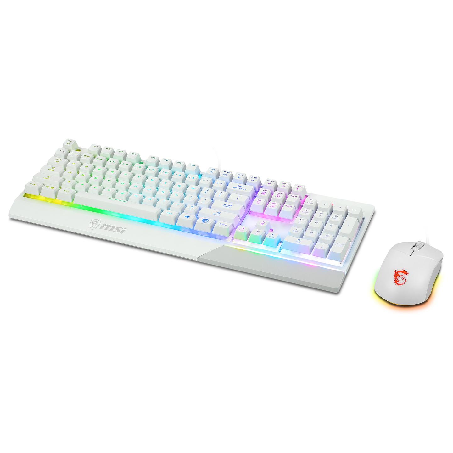Set Gaming MSI VIGOR GK30 Combo, Wired, Full Size, RGB, QWERTZ Gjerman, 5000 DPI, 6 Butona - Bardhë - 2