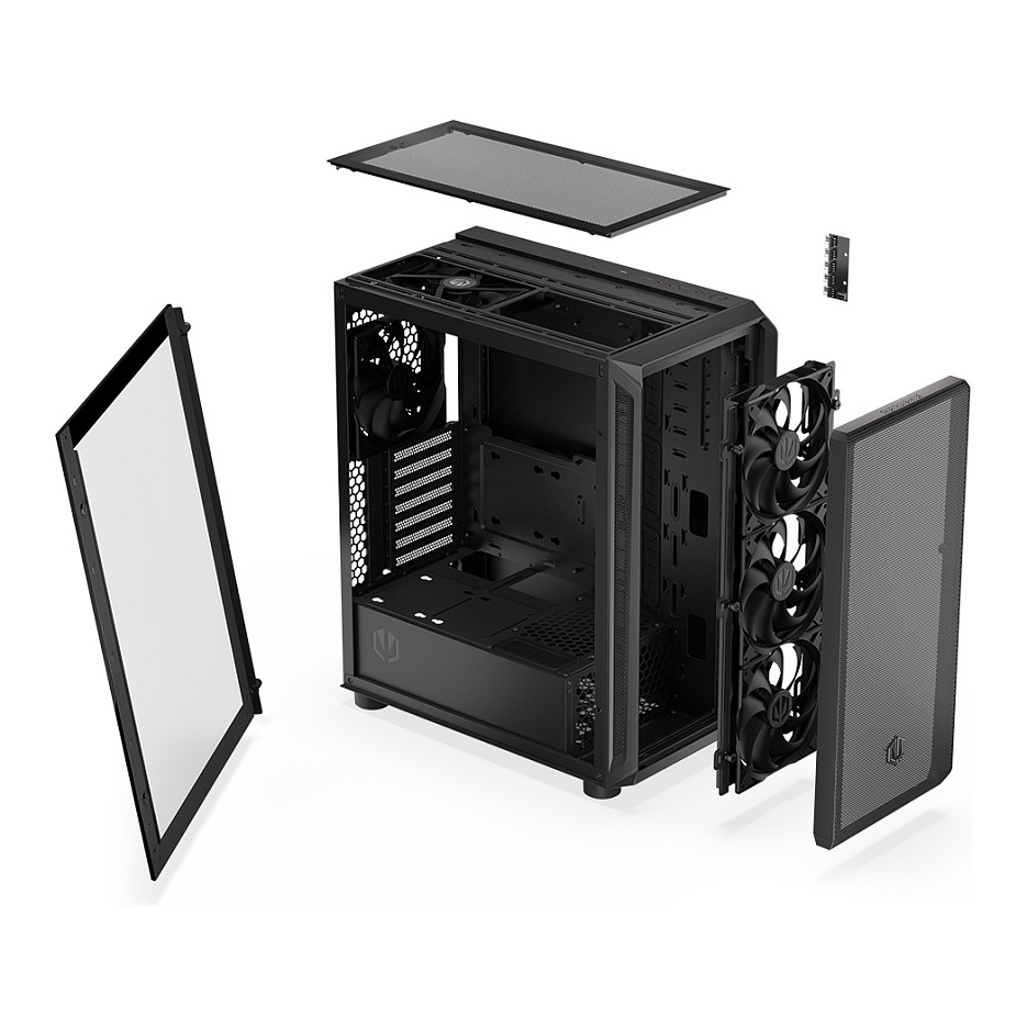 Kasë PC ENDORFY EY2A010 / Midi Tower / 3x 140mm Fan Para / 1x 140mm Fan Mbrapa / SSD 2.5" / HDD 2.5"/3.5" - Zezë - 30