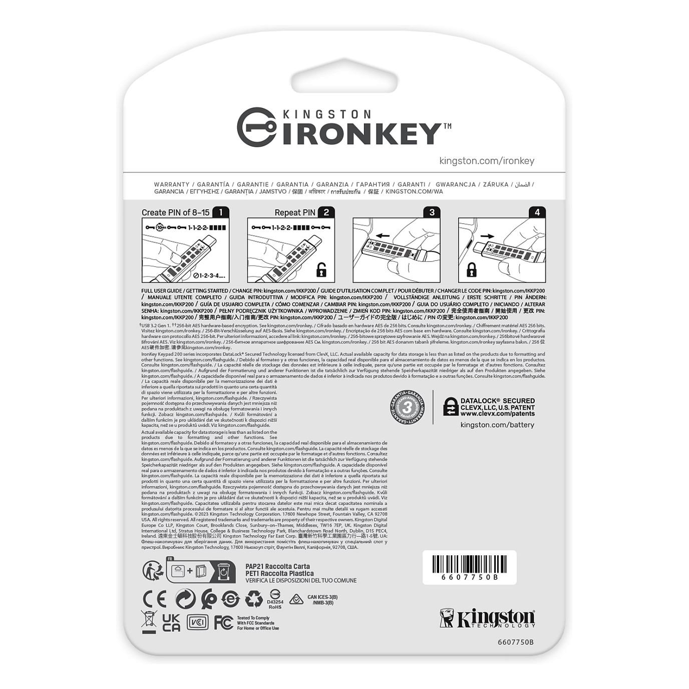 USB Flash Drive Kingston Technology IronKey Keypad 200 – Blu - 4