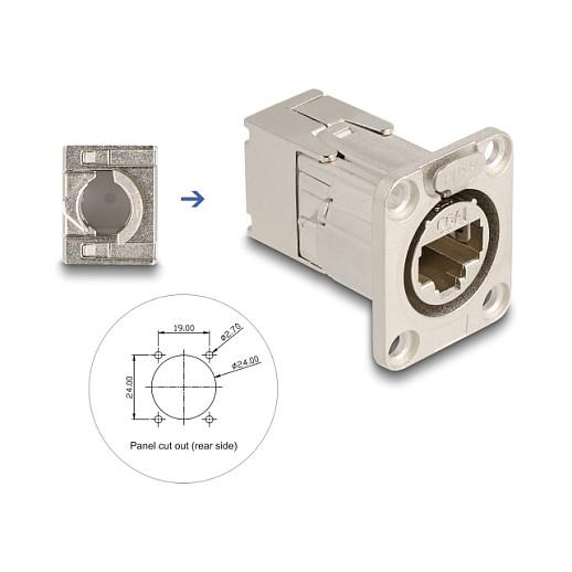 Konektor për Kabllo Rrjeti DeLOCK 67064, Cat 6A, RJ-45 Femër në LSA, STP, Montim në Panel, Tip D - Argjend - 2
