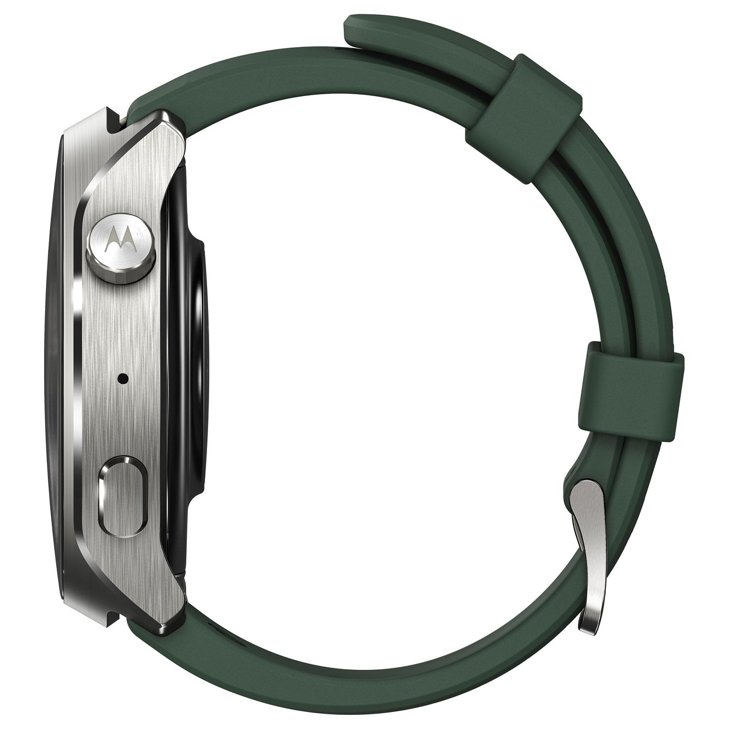 Orë e Mençur Motorola moto watch ultra, 1.5", pOLED, 32GB, Snapdragon W5+ Gen 1, LTE, Wi-Fi, GPS - Argjend/Gjelbër - 4