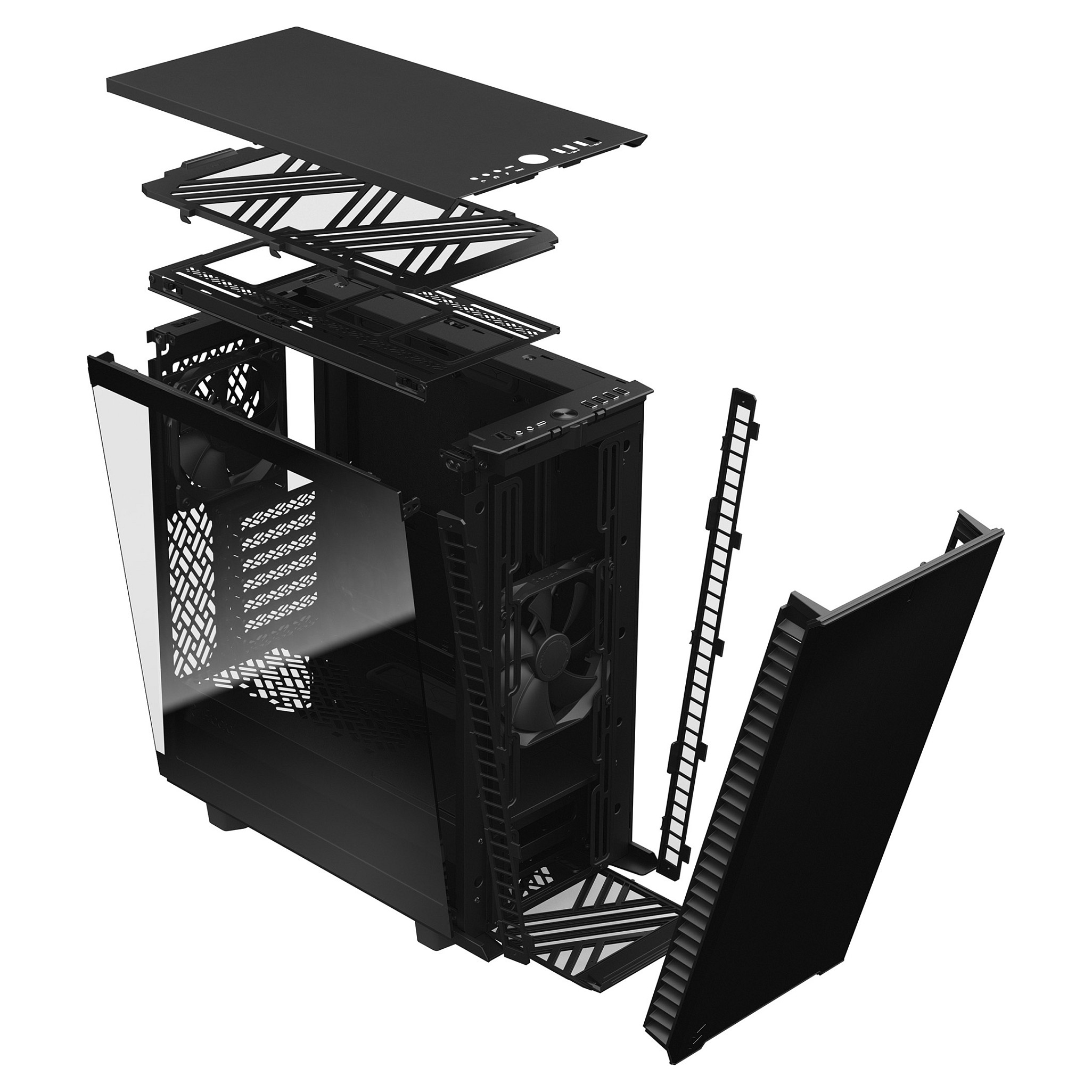 Kasë PC Fractal Design Define 7 Compact / Midi Tower / ATX / 2x 140mm + 120mm Fan - Zezë - 25