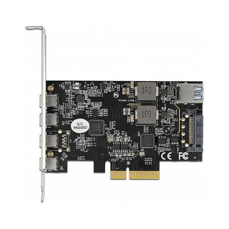 Kartë Zgjerimi PCI Express Delock 90059 / PCIe 3.0 x4 / 4x USB Type-C + 1x USB Type-A / USB 10Gbps / Low Profile - 4