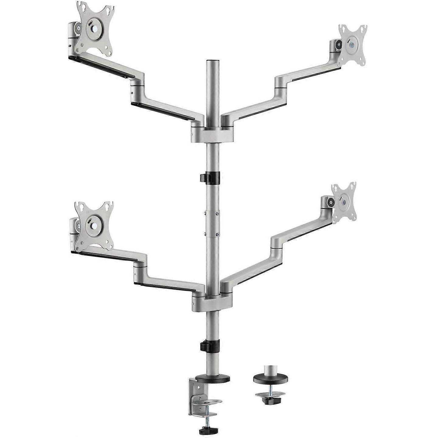 Mbajtëse për Monitor LogiLink BP0150 / 4 Monitorë / 17–32" / deri 9kg për Monitor / VESA 75x75 & 100x100 / Rotacion 360° - Argjend - 2