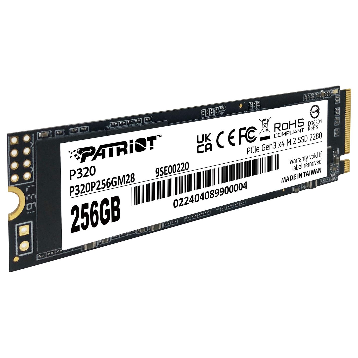 SSD e Brendshme Patriot Memory P320 / 256GB / M.2 2280 / PCIe 3.0 NVMe / 2200MB/s Read / 1200MB/s Write - 3