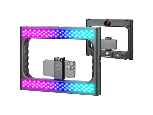 Rig për Telefon Neewer RGB-A111 II, RGB, 20W, 2400Lux, 2500-10000K, CRI 97+, 188 LED, Bluetooth - Zezë