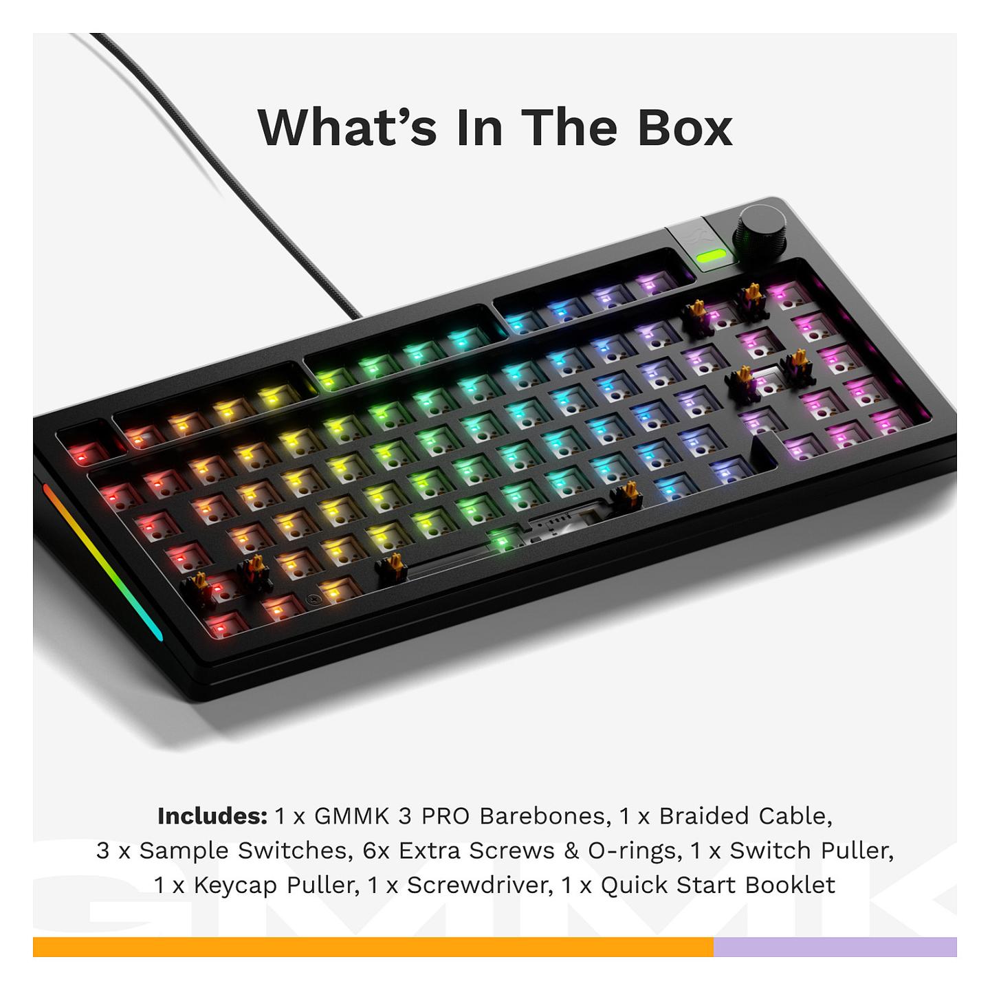Tastierë Gaming Glorious GMMK 3 Pro / 75% / Barebone / Hot-Swap / ANSI / USB-C - Zezë - 11