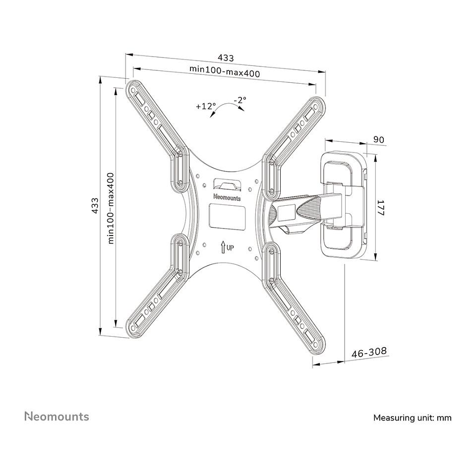 Mbajtëse për TV Neomounts WL40-540BL14, Murale, 32–55", 35kg, VESA 100 × 100–400 × 400mm, Full Motion - Zezë - 16
