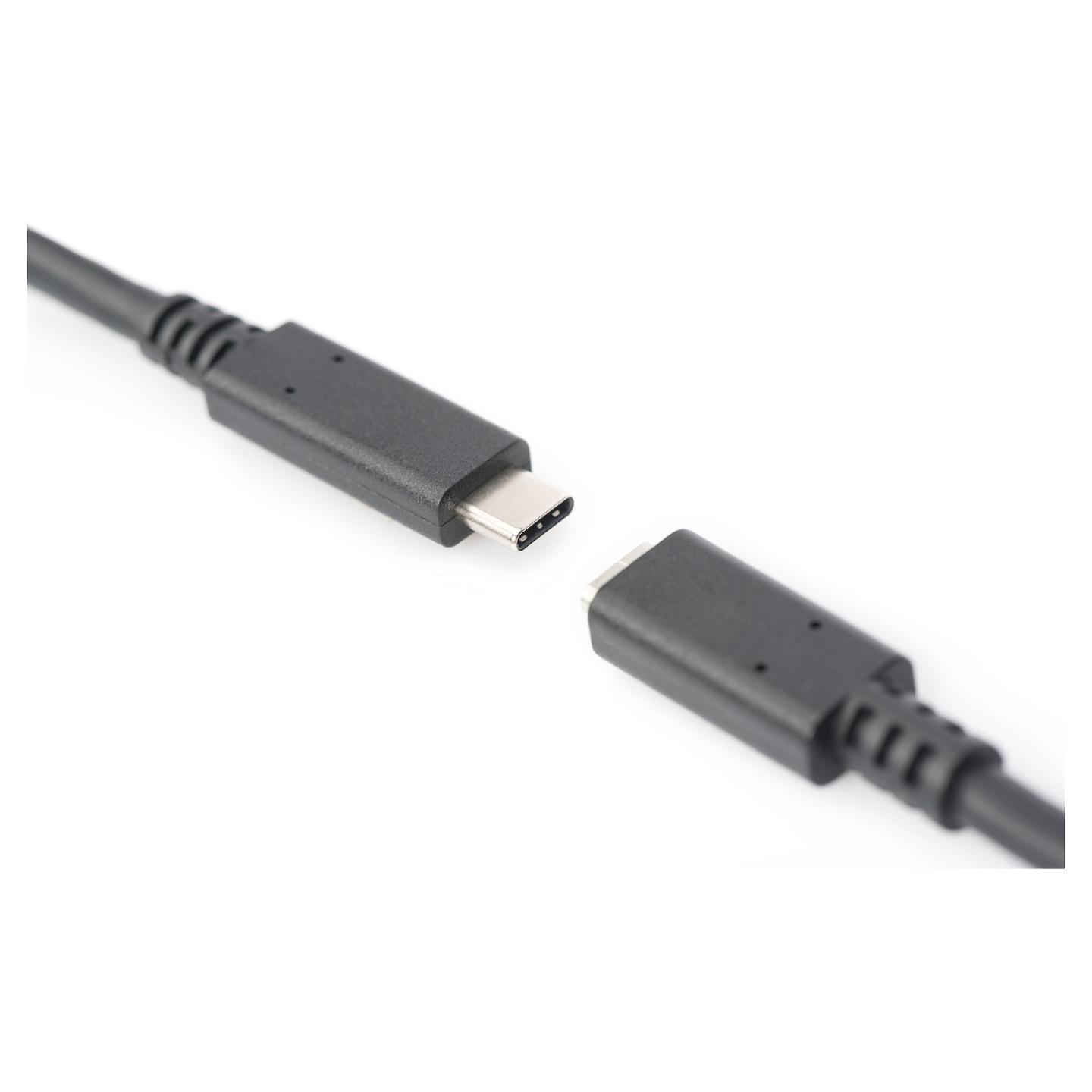 Kabllo USB Digitus AK-300210-007-S / USB-C Mashkull në USB-C Femër / 0.7m / USB 3.2 Gen 2 / 10Gbps / 100W / 5A - Zezë - 5