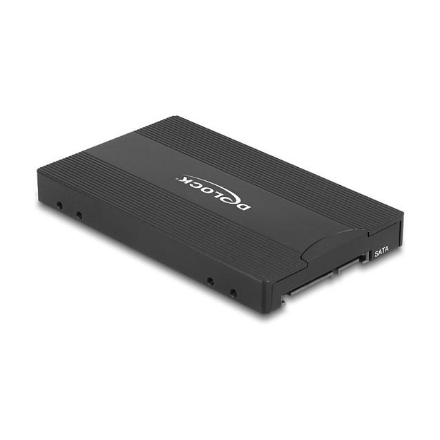 Adapter DeLOCK 64301, M.2 Key M NVMe në U.2, M.2 Key B SATA në SATA, për 2.5" - Zezë - 2