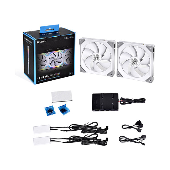 Ftohës për Kasë Lian Li UNI FAN SL140 / 140mm / 500-1500 RPM / ARGB / PWM / 2-Pack – Bardhë - 2