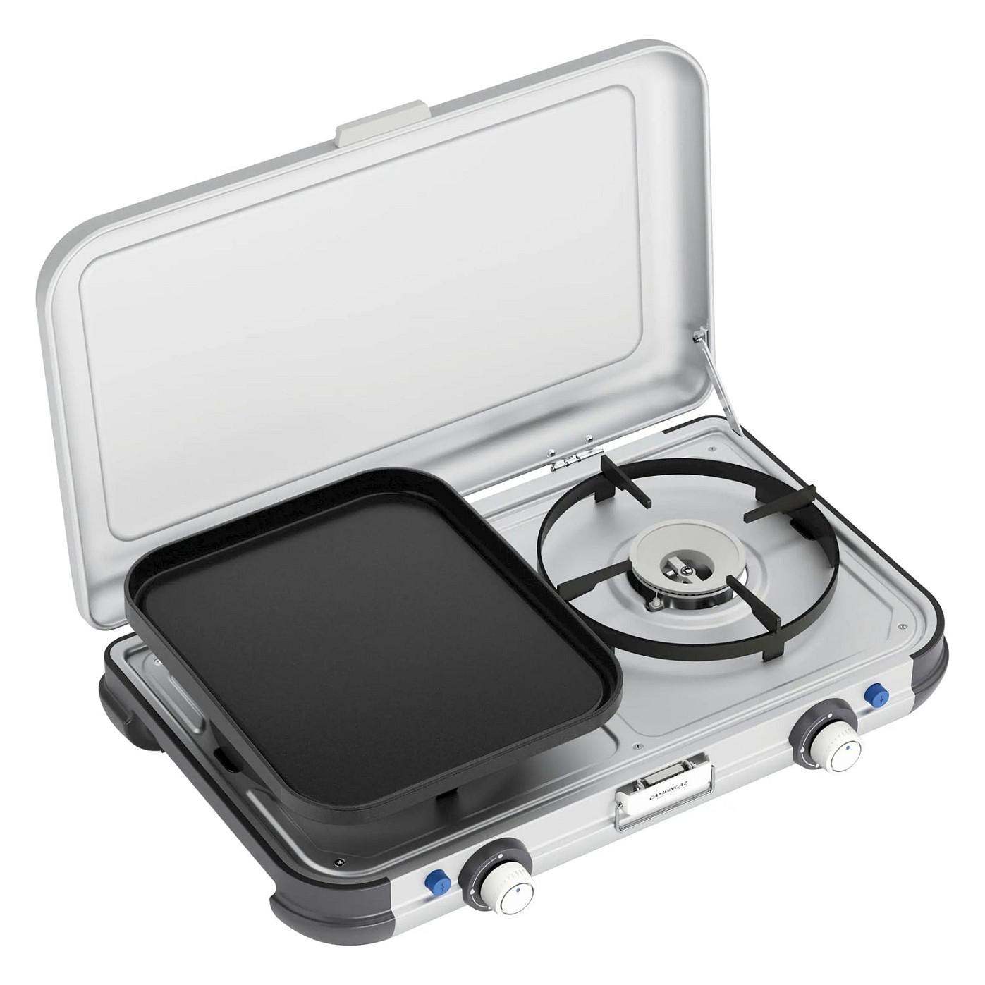Grill me Gaz CAMPINGAZ Camping Kitchen 2 Grill & Go Caravan, 2 Djegësa, 4kW, Grill dhe Plancha, Ndezje Piezo - Zezë/Hiri - 3