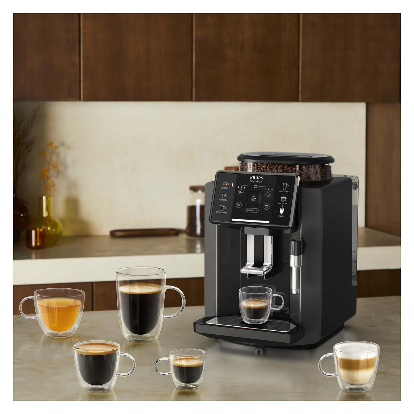Aparat për Kafe Espresso Automatik Krups Sensation C50 EA9108, 1450 W, 15 bar, Rezervuar 1.7 L - Gri/Zezë - 6