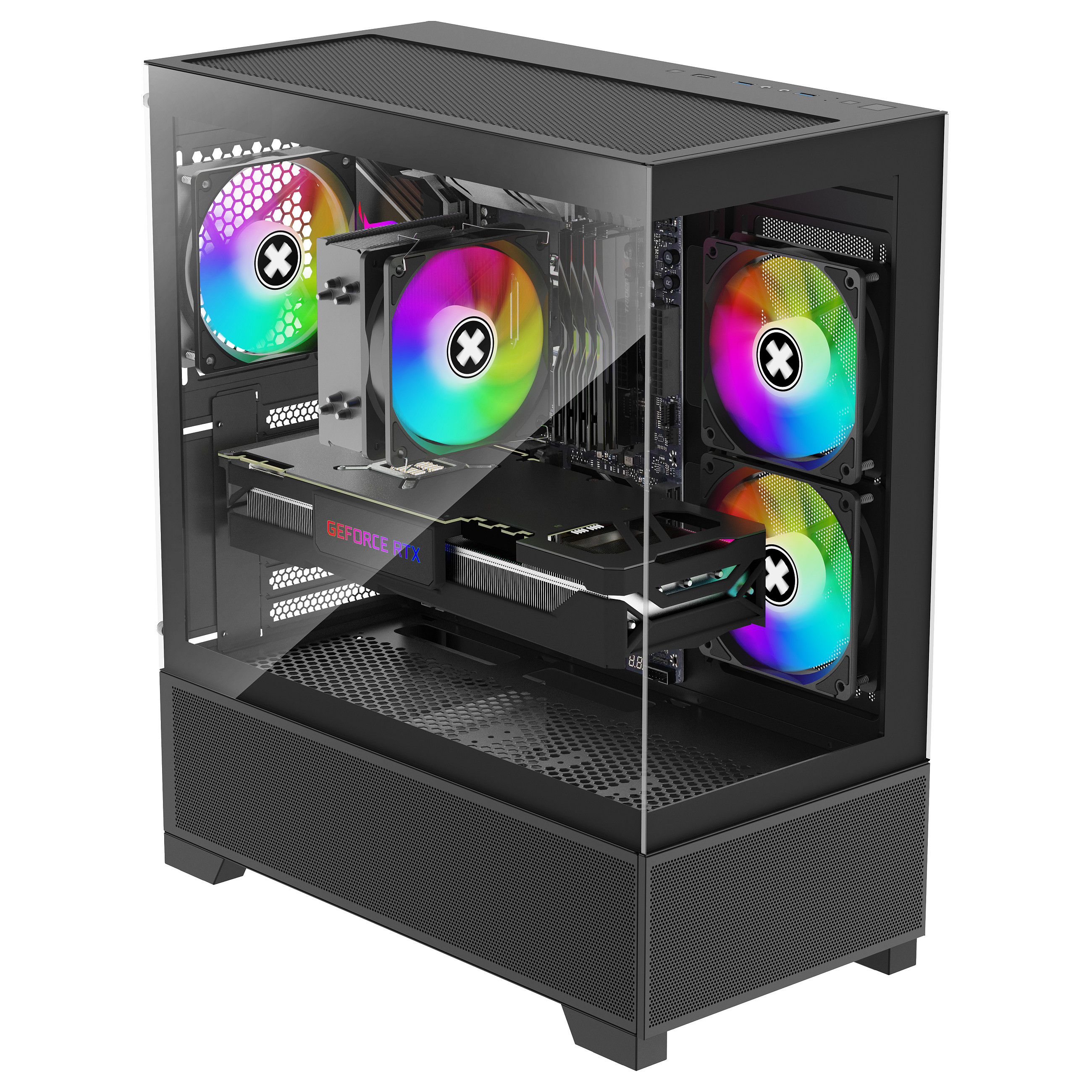 Kasë PC Xilence Beam / Midi Tower / ATX / 2x 120mm + 1x 120mm ARGB Fan / Tempered Glass - Zezë - 3