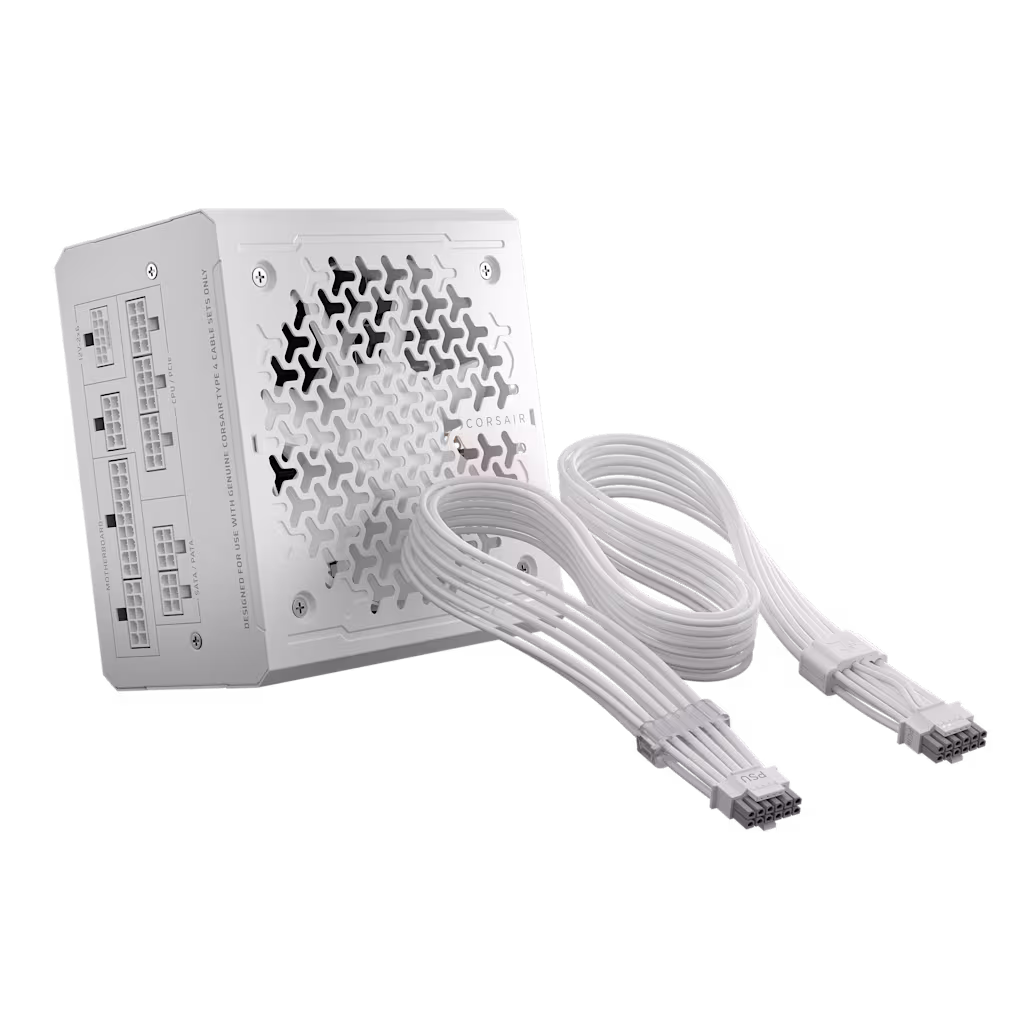 Furnizues Energjie Corsair RM1000e / 1000W / Cybenetics Platinum / ATX 3.1 / PCIe 5.1 / Fully Modular - Bardhë