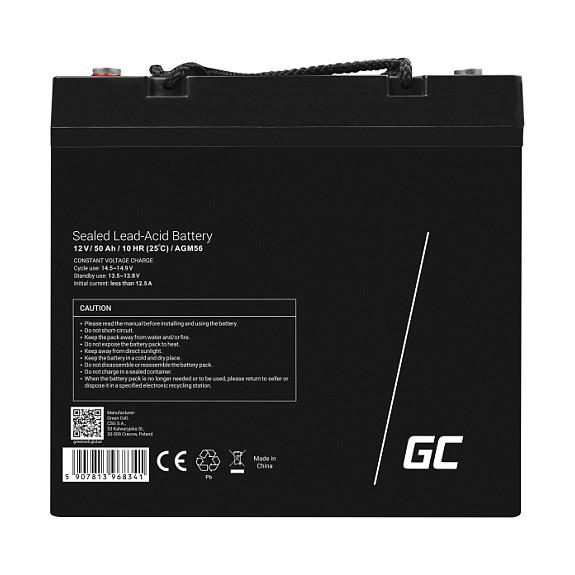 Bateri AGM Green Cell AGM56, 12 V, 50 Ah, VRLA, Pa Mirëmbajtje – Zezë - 5