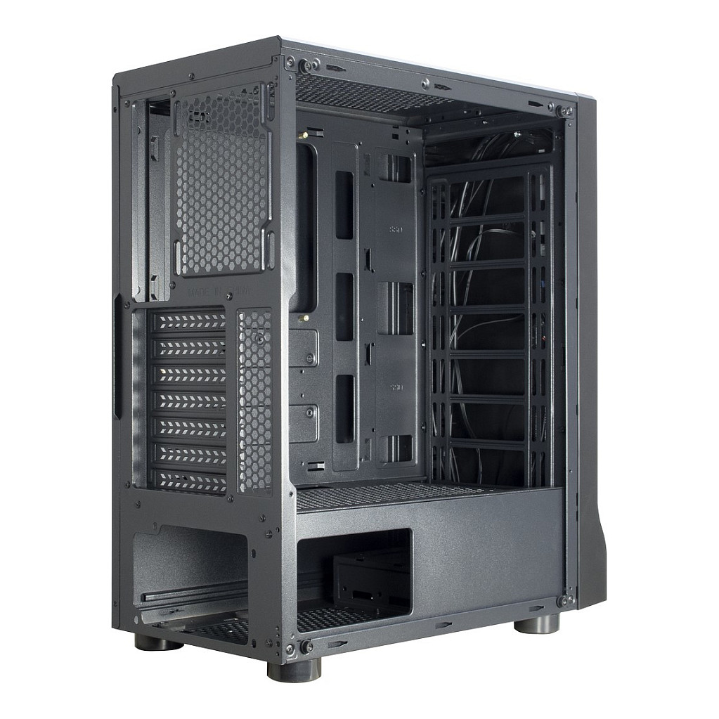 Kasë PC Inter-Tech A-3411 Creek / Midi Tower / ATX / 3x 120mm ose 2x 140mm Fan Support / 1x 3.5" + 3x 2.5" Bay / Tempered Glass / RGB - Zezë - 5
