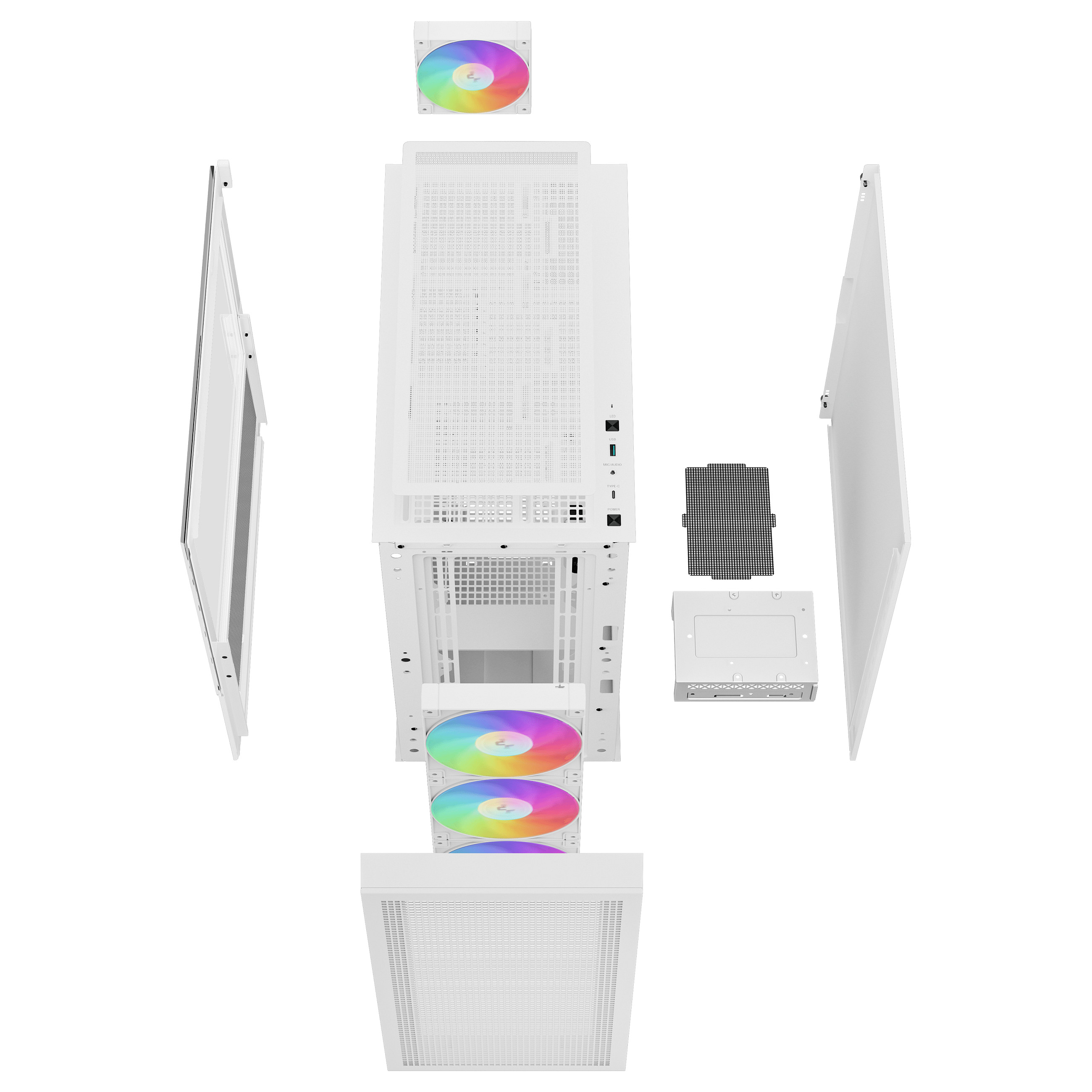 Kasë PC DeepCool CH560 WH / Mid Tower / E-ATX / 3x 140mm + 1x 120mm ARGB Fan / Tempered Glass / Mesh / 360mm Radiator - Bardhë - 14