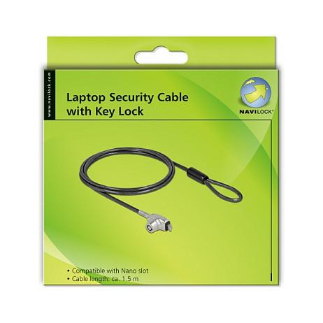Bravë Sigurie për Laptop DeLOCK 20691, Kabllo Çeliku 1.5m, Nano Slot, Kyçje me Çelës, 2 Çelësa - Zezë, Argjend - 4