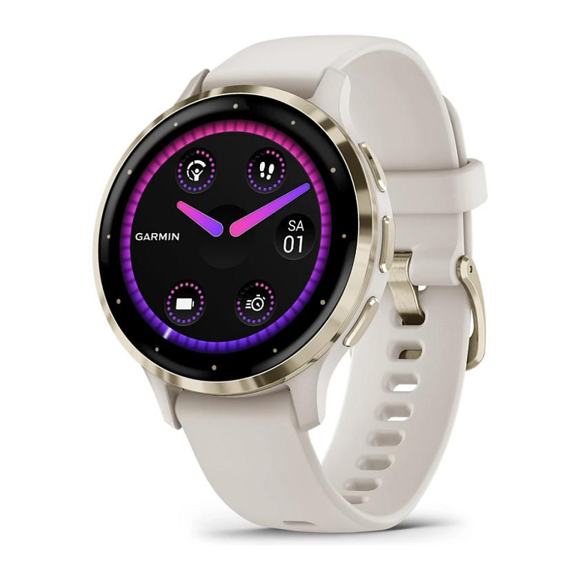 Orë e Mençur Garmin Venu 3S, AMOLED, GPS, Garmin Pay - Krem/Ari
