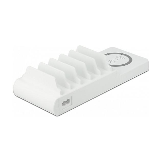 Karikues USB DeLOCK 41450, 2 × USB-C PD, 3 × USB-A, karikim pa kabllo deri në 15 W, fuqi totale 110 W - Bardhë - 3