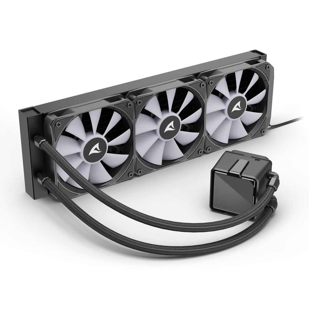 Ftohës për Procesor Sharkoon S100 ARGB / AIO Liquid Cooler / 360mm Radiator / 3×120mm ARGB PWM Fans – Zezë - 2