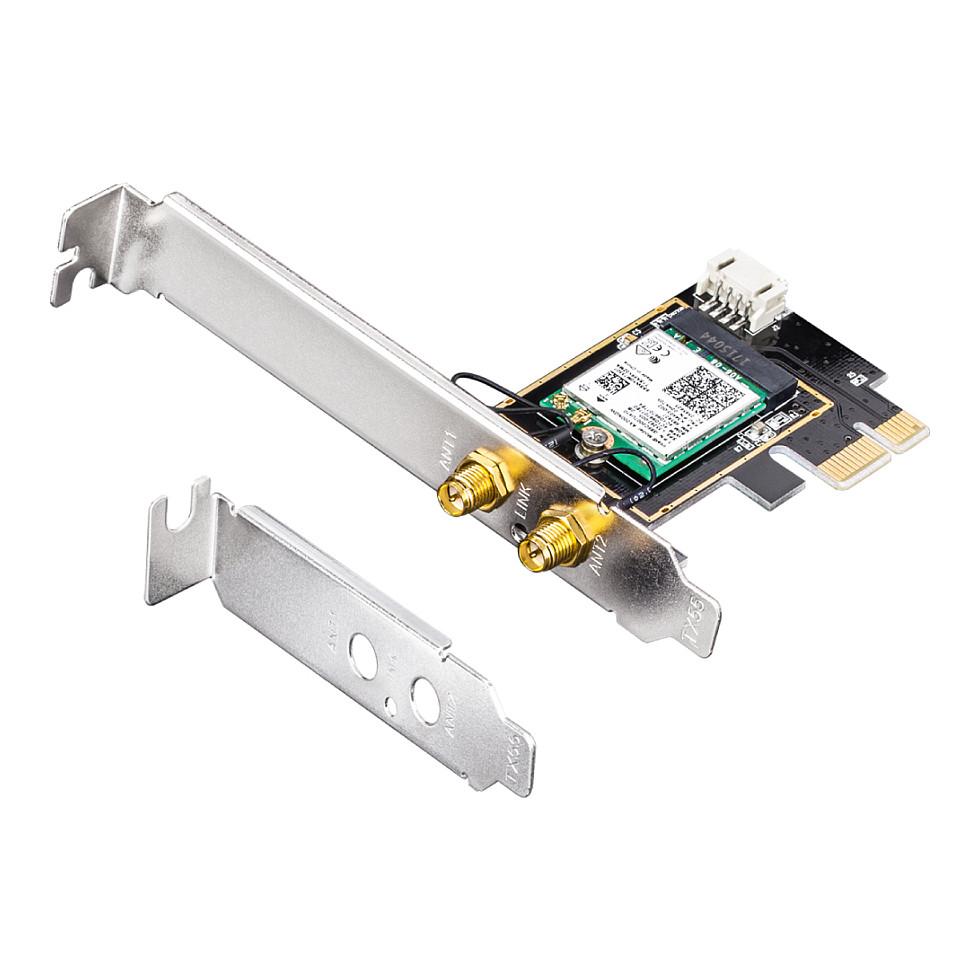 Karta të Rrjetit Cudy WE3000 / PCI Express x1 / Wi-Fi 6 Dual Band 2.4GHz + 5GHz / 2402 + 574Mbps / Bluetooth 5.2 / Intel AX200 / 2x Antenë e jashtme - Zezë - 5