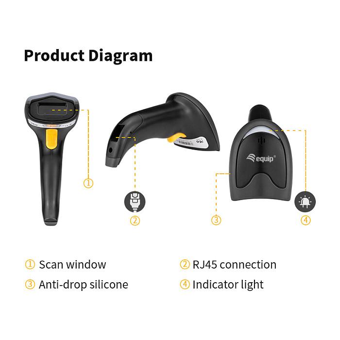 Skaner Barkodesh Equip 351021 / 1D/2D / LED / USB / 220 Scans/s / 150cm / IP54 / Me Stand - Zezë - 8