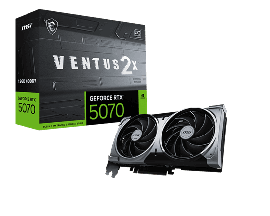 Kartelë Grafike NVIDIA MSI GeForce RTX 5070 12G VENTUS 2X OC 12GB GDDR7 PCIe 5.0 Dual Fan - Zezë