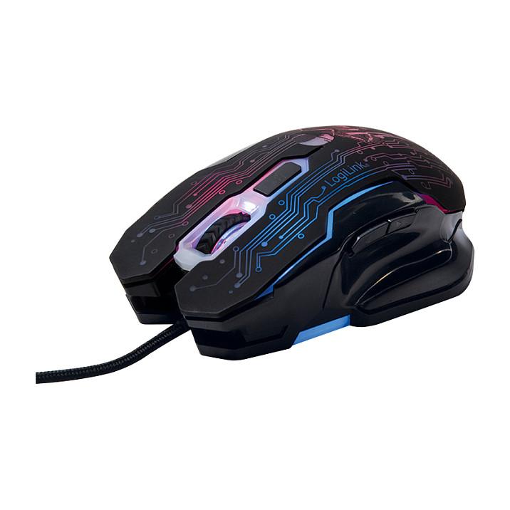 Maus Gaming LogiLink ID0137 / USB / Optik / 2400 DPI / 6 Butona / LED - Zezë/Blu - 13