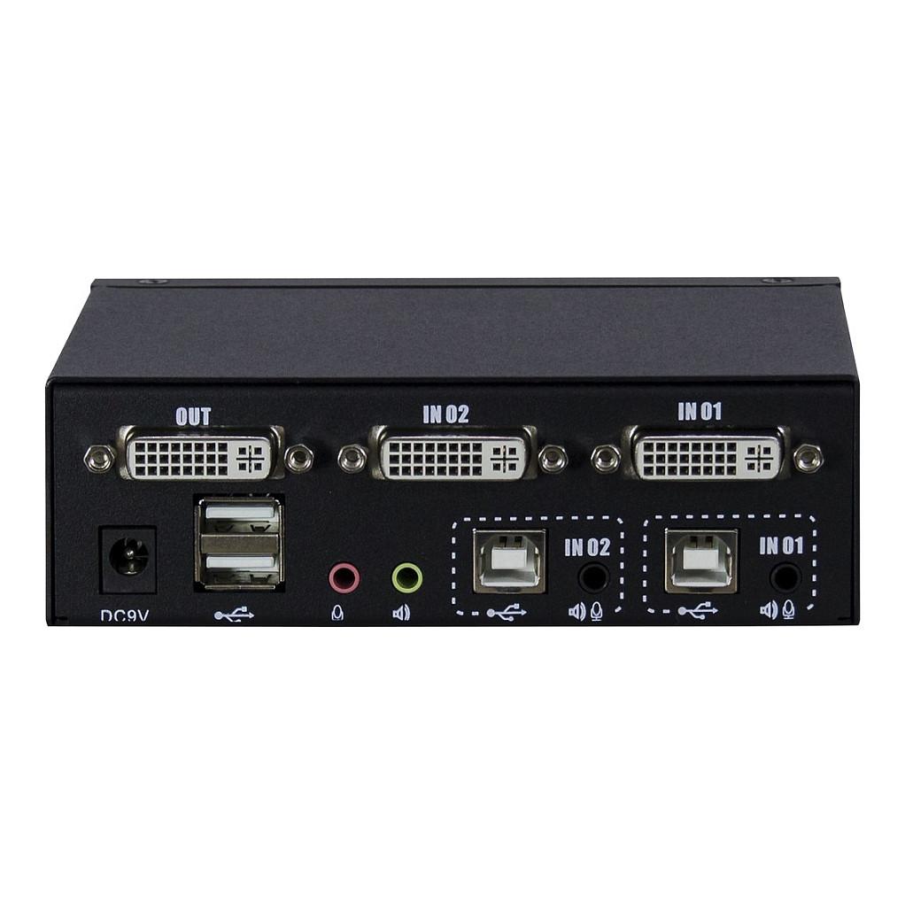 KVM Switch Inter-Tech KVM-AS-21DA, 2 porta, DVI, USB, Audio 3.5mm - Zezë - 2