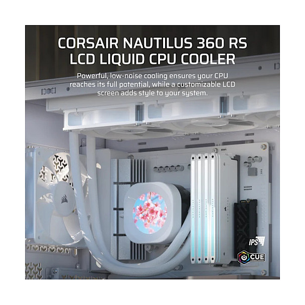 Ftohës për Procesor Corsair Nautilus 360 RS LCD / AIO / 360mm / 3×120mm RS Fan / 2.1" IPS LCD / 2100 RPM / iCUE – Bardhë - 2
