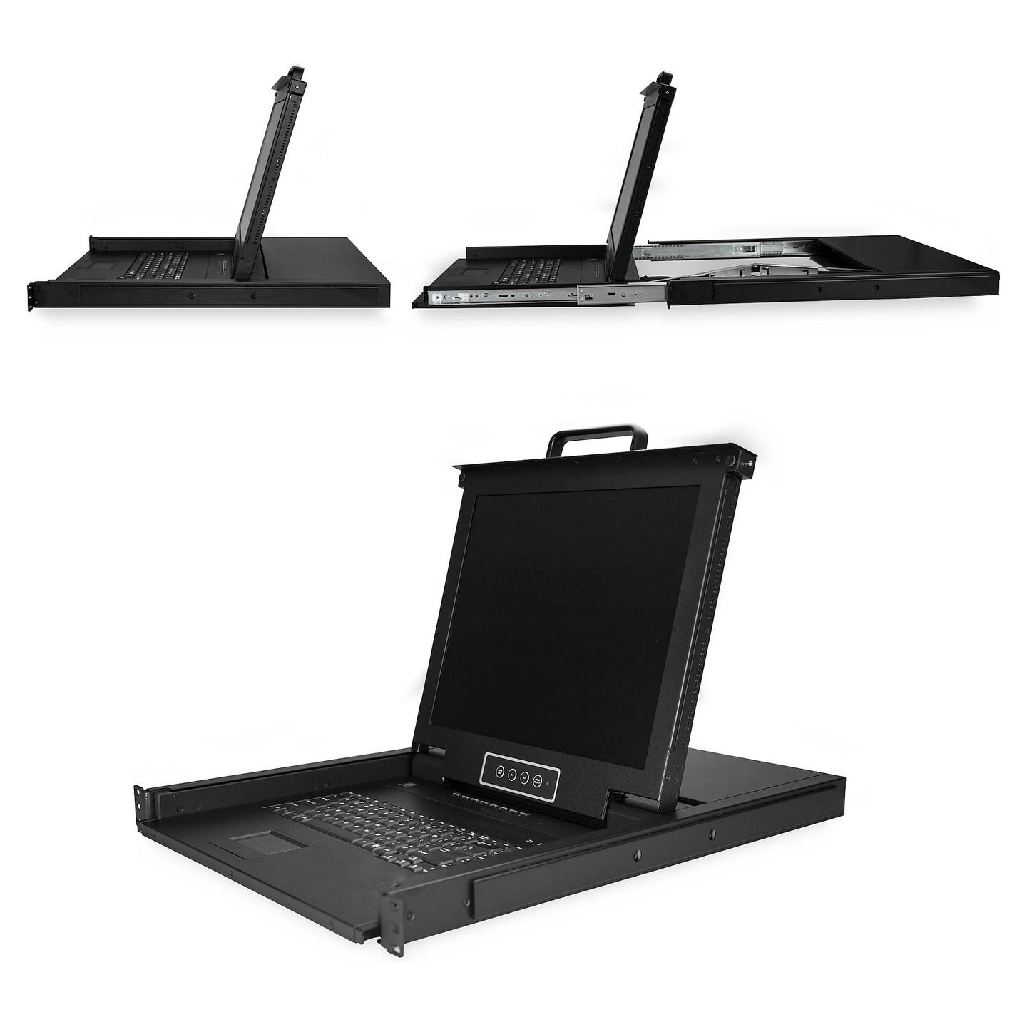 KVM Switch StarTech.com RKCONS1708K, 8 porta VGA, ekran LCD 17", 1280×1024px, Tastierë dhe Touchpad, Rack 1U - Zezë - 2