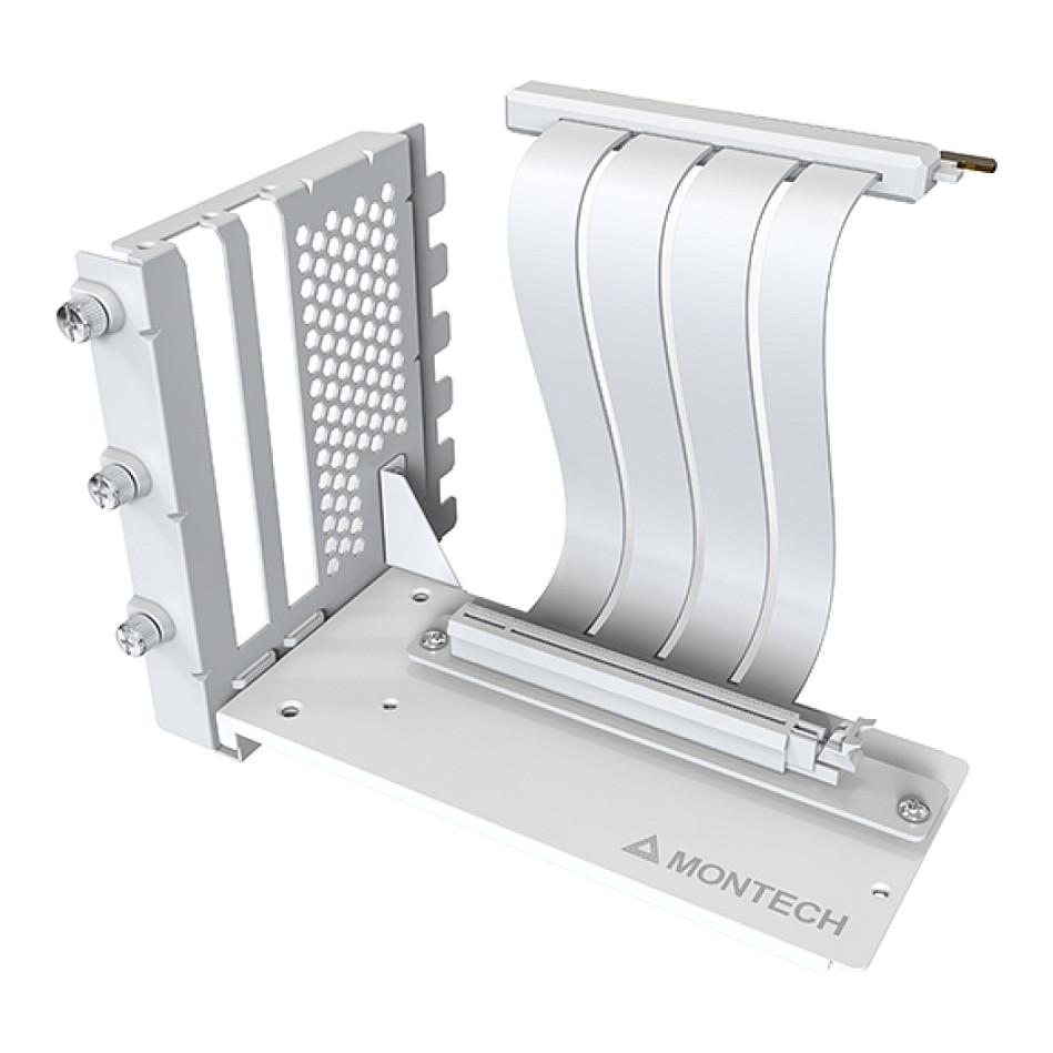 Mbajtëse Vertikale për GPU Montech VGM 2, PCIe 4.0, 3 Slote, Kabllo Riser 200mm - Bardhë