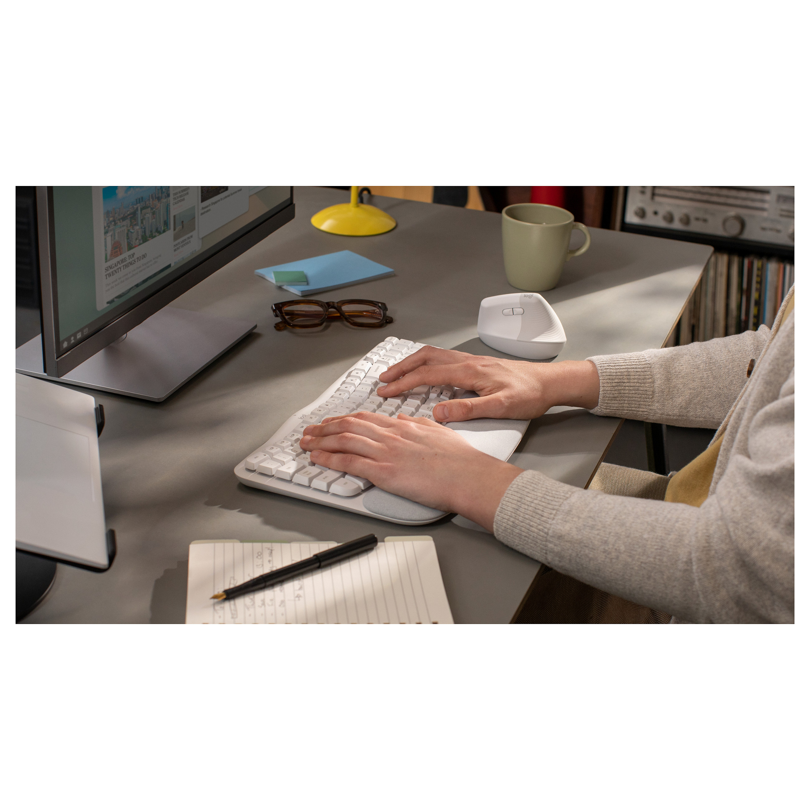 Tastierë pa kabllo Logitech Wave Keys / QWERTY / Membrane / RF Wireless + Bluetooth - Bardhë - 8