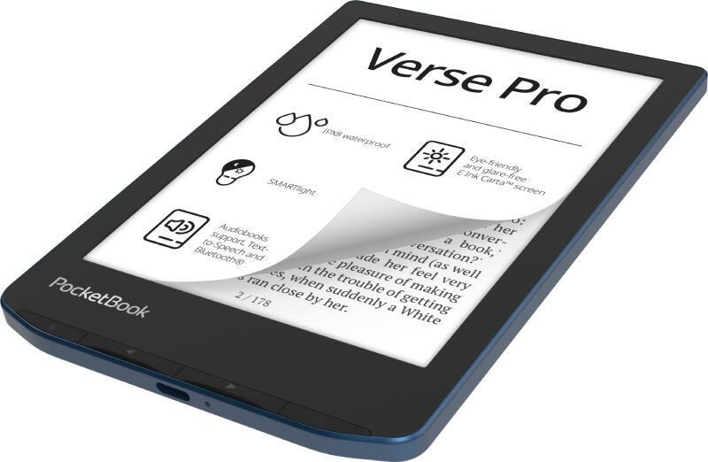 E-book Reader PocketBook Verse Pro / PB634-A-WW / 6" E Ink Carta / 1072 × 1448 / 16GB / Wi-Fi / Bluetooth / IPX8 – Zezë/Blu - 3