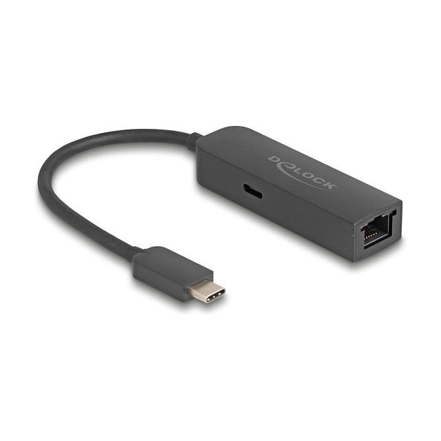 Adapter Rrjeti USB DeLOCK 66938 / USB Type-C / 2.5 Gigabit LAN / RJ45 / PD 100 W / Realtek RTL8156B - Zezë