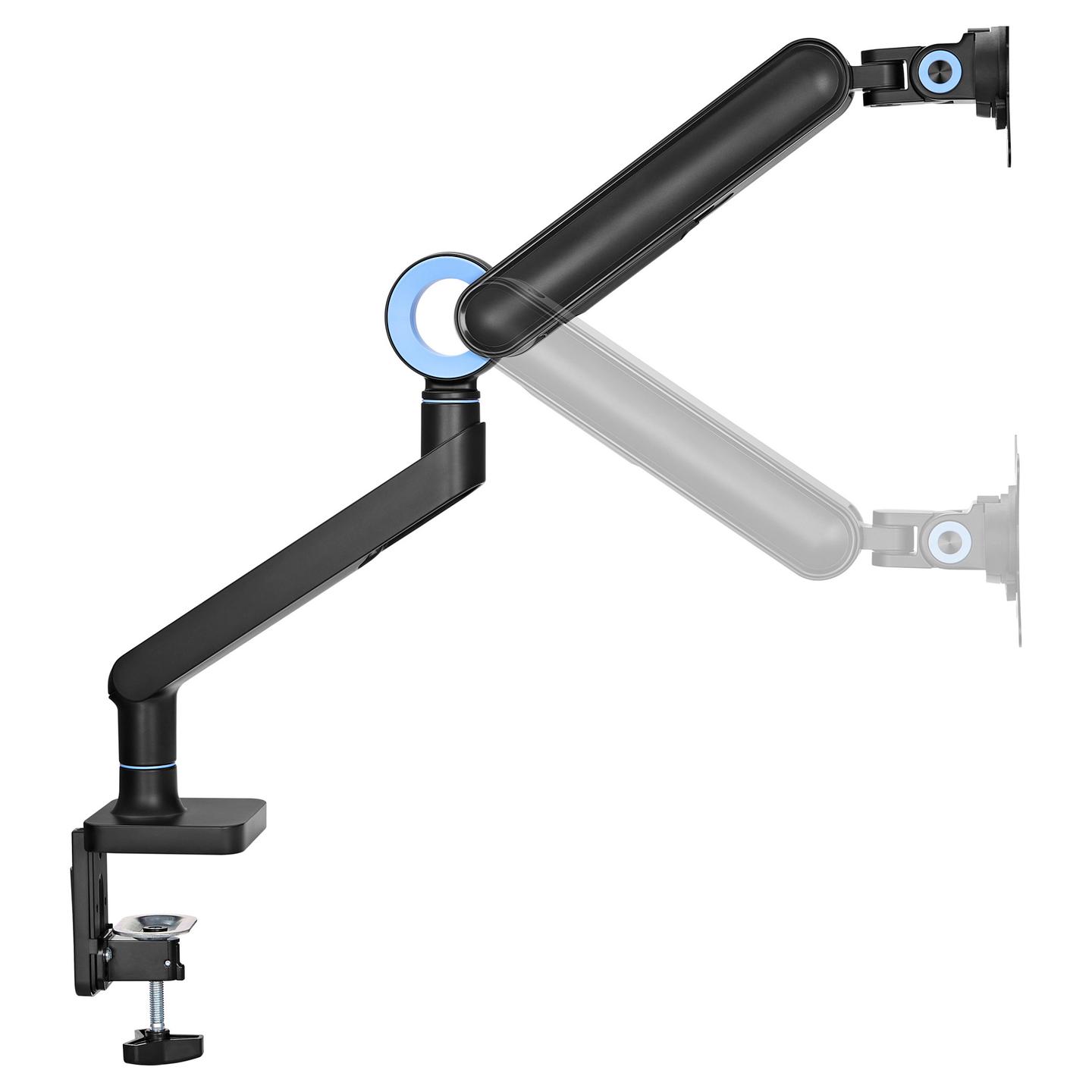 Mbajtëse për Monitor Equip 650184 / 1 Monitor / 17"-35" / 10.5kg / Gas Spring / Clamp-Grommet / Tilt ±40° / Swivel ±90° - Zezë - 3