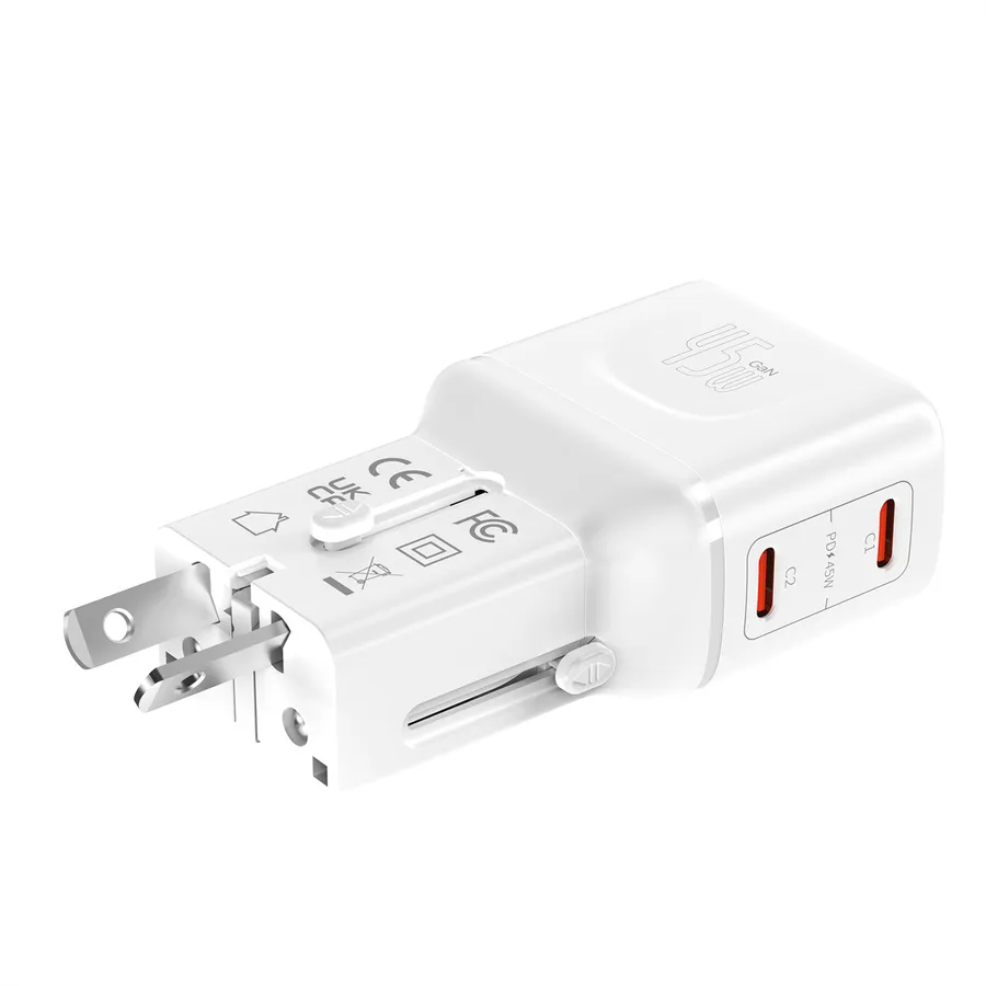 Adapter Udhëtimi VALUE 19.99.1114 / 45W / 2x USB-C / PD / EU/UK/US - Bardhë - 3