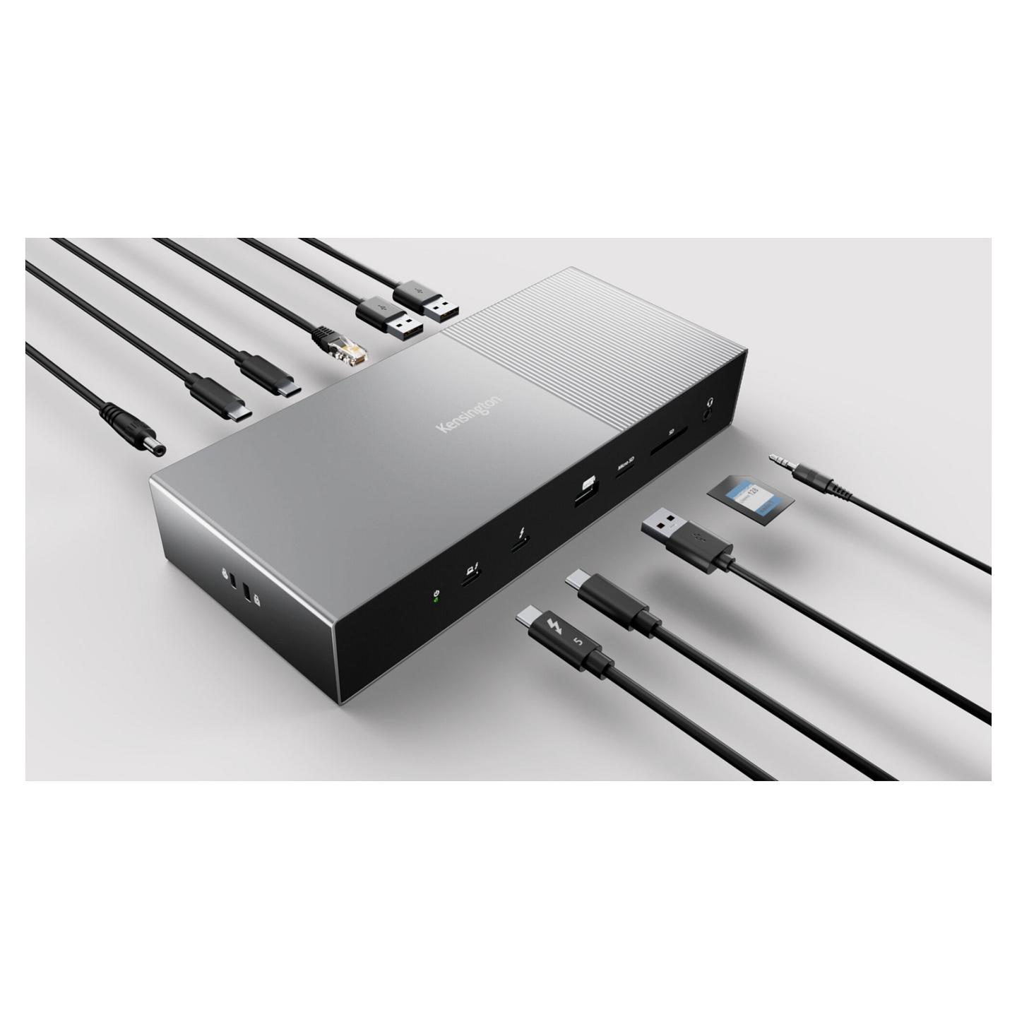 Docking Station Kensington SD5000T5 EQ, Thunderbolt 5, 3× Video, USB-A, USB-C, Gigabit Ethernet, SD, microSD, PD 140 W – Zezë, Gri - 9