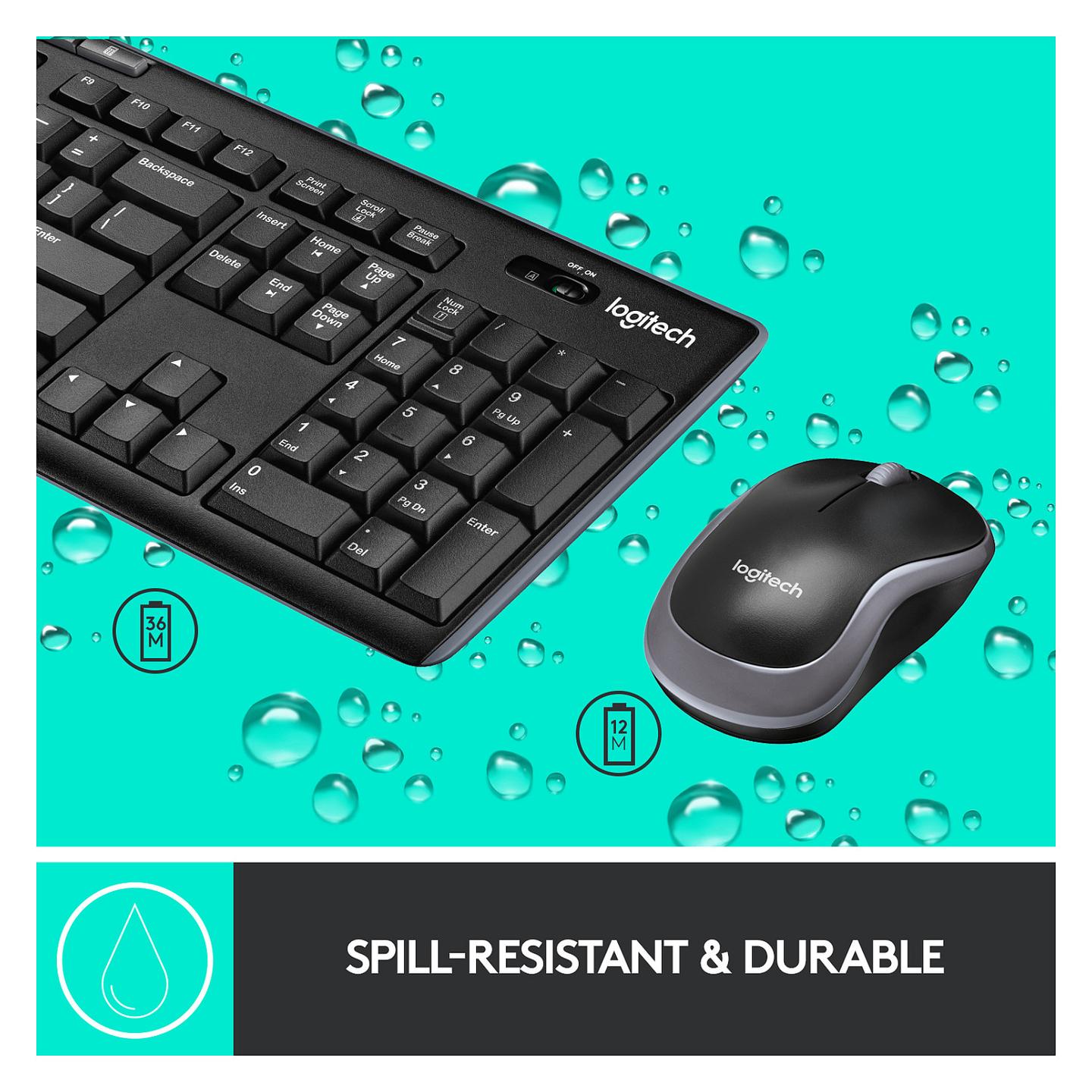 Combo (Tastierë & Maus) Logitech MK270 / QWERTZ CH / Wireless 2.4 GHz / Maus Optik / 1000 DPI / USB Nano-Receiver - Zezë - 10