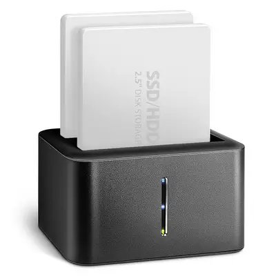 Docking Station për HDD/SSD AXAGON ADSA-D25 / 2.5" SATA / Dual Bay / USB 3.2 Gen 1 / UASP / TRIM / Disk Cloning / 300MB/s - Zezë