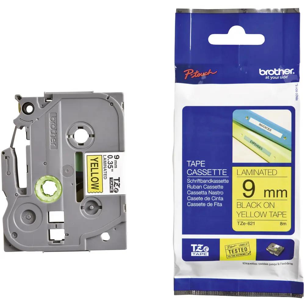 Shirit për Printer 3D Brother Colour Ribbon TZE-621 / TZE621 - Zezë mbi Verdhë - 2