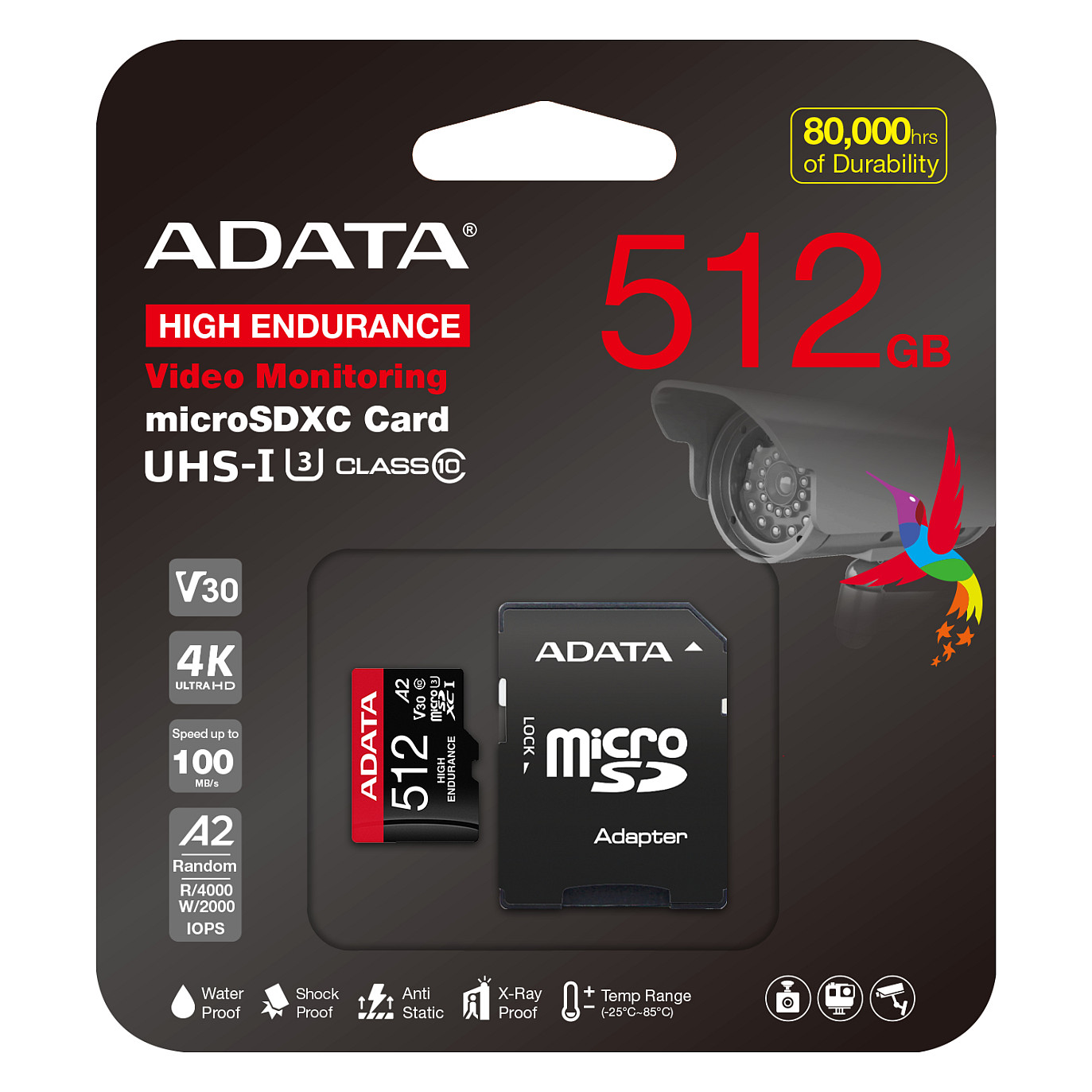 Kartë Memorie ADATA High Endurance / 512GB / MicroSDXC / UHS-I / Class 10 / U3 / V30 - 7